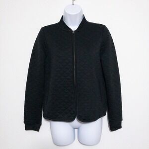 Marine Layer Quilted Corbett Bomber Jacket Womens Size S Black Full Zip